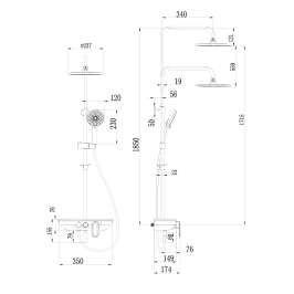 Душевая стойка для ванны и душа Lemark Tropic LM7012BL чёрная матовая