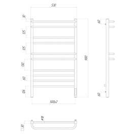 Полотенцесушитель электрический Lemark Linara LM04910Z П10 500x900, диммер справа, хром