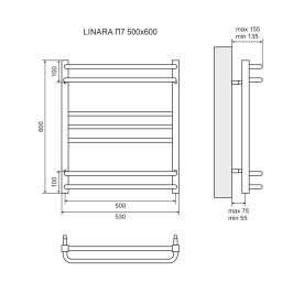 Полотенцесушитель электрический Lemark Linara LM04607E П7 500x600, левый/правый