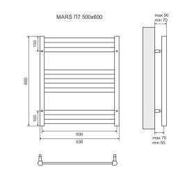 Полотенцесушитель водяной Lemark Mars LM35607 П7 500x600