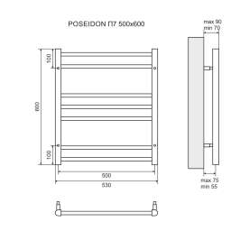 Полотенцесушитель водяной Lemark Poseidon LM42607 П7 500x600