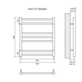 Полотенцесушитель водяной Lemark Unit LM45607 П7 500x600