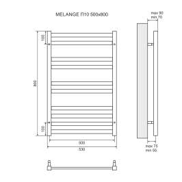 Полотенцесушитель электрический Lemark Melange П10 LM49810EW 500x800, левый/правый, белый