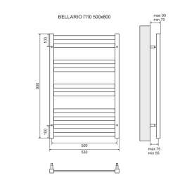 Полотенцесушитель водяной Lemark Bellario LM68810 П10 500x800