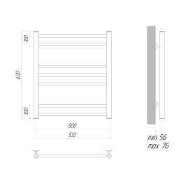 Полотенцесушитель водяной Lemark Ursus LM72607BL П7 500x600, черный