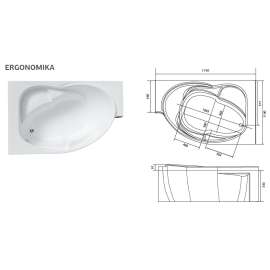 Акриловая ванна ERGONOMIKA 158-175x110 L
