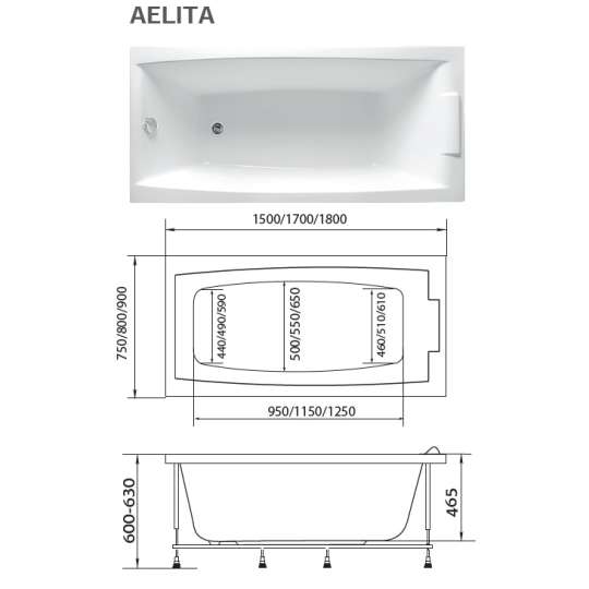 Акриловая ванна AELITA 170x90
