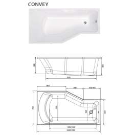 Акриловая ванна Convey 170x75 R