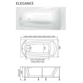 Акриловая ванна ELEGANCE 140x70