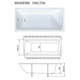 Акриловая ванна MODERN 155x70