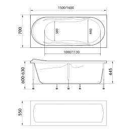 Акриловая ванна VITA150x70