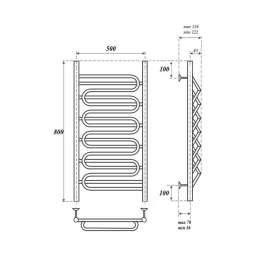 Полотенцесушитель электрический Point PN01158SE П7 500x800 левый/правый, хром