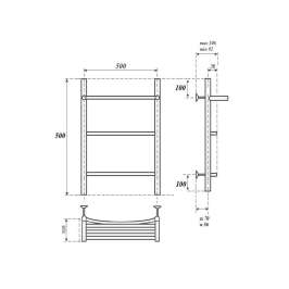 Полотенцесушитель электрический Point PN04155PE П2 500x500 с полкой левый/правый, хром