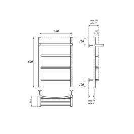 Полотенцесушитель электрический Point PN04156PE П3 500x600 с полкой левый/правый, хром