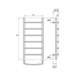 Полотенцесушитель электрический Point PN04148E П6 400x800 левый/правый, хром