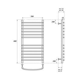 Полотенцесушитель электрический Point PN05158SE П12 500x800 левый/правый, хром