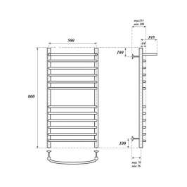 Полотенцесушитель электрический Point PN05158SPE П11 500x800 с полкой левый/правый, хром