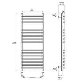 Полотенцесушитель электрический Point PN05150SE П15 500x1000 левый/правый, хром