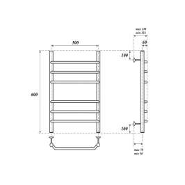 Полотенцесушитель электрический Point PN07156E П6 500x600 левый/правый, хром