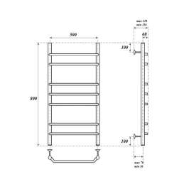 Полотенцесушитель электрический Point PN07158E П7 500x800 левый/правый, хром