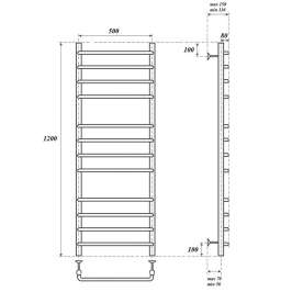 Полотенцесушитель электрический Point PN09152E П12 500x1200 левый/правый, хром