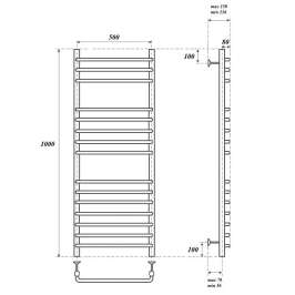 Полотенцесушитель электрический Point PN09150SE П15 500x1000 левый/правый, хром