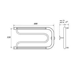 Полотенцесушитель водяной Point PN21336P 320x600 Фокстрот с полкой, хром