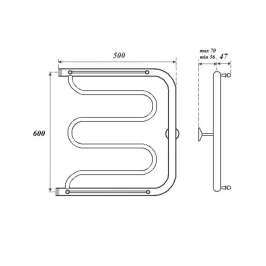 Полотенцесушитель водяной Point PN25665P 600x500 Фокстрот с полкой, хром