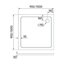 Душевой поддон Veconi Tezeo stone TZ-08, 800x800x30, искусственный камень, белый