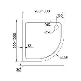 Душевой поддон Veconi Tezeo stone TZ-10, 900x900x30, искусственный камень, белый