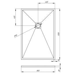 Душевой поддон Veconi Tezeo stone TZW-21, 1000x800x30, искусственный камень, белый