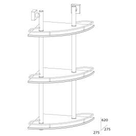 Полка 3-х уровневая с ограничителем FBS Esperado Esp 073 (28 см) (стекло)