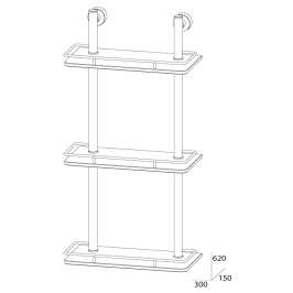 Полка 3-х уровневая с ограничителем FBS Nostalgy Nos 067 (30 см) (стекло)