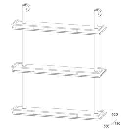 Полка 3-х уровневая с ограничителем FBS Nostalgy Nos 069 (50 см) (стекло)