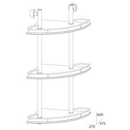 Полка 3-х уровневая с ограничителем FBS Nostalgy Nos 073 (28 см) (стекло)