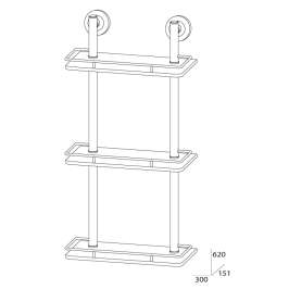 Полка 3-х уровневая с ограничителем FBS Standard Sta 067 (30 см) (стекло)
