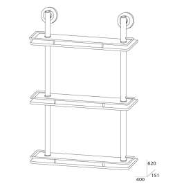 Полка 3-х уровневая с ограничителем FBS Standard Sta 068 (40 см) (стекло)