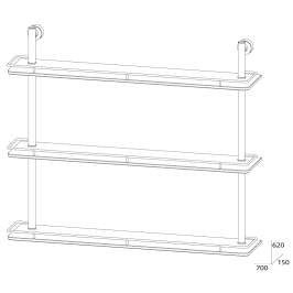 Полка 3-х уровневая с ограничителем FBS Standard Sta 071 (70 см) (стекло)