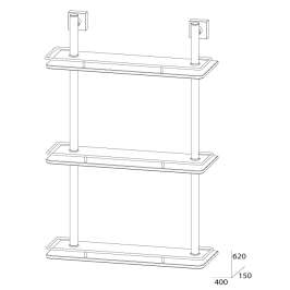 Полка 3-х уровневая с ограничителем FBS Esperado Esp 068 (40 см) (стекло)