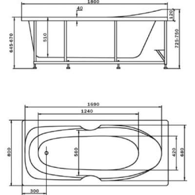 Акриловая ванна Акватек Европа 180x80