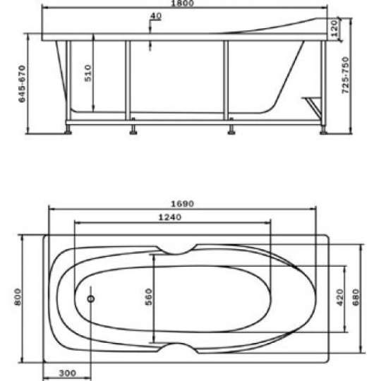 Акриловая ванна Акватек Европа 180x80