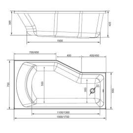 Акриловая ванна Marka One Convey 150x75 L