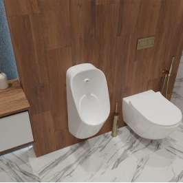 AQ3060-S-00 Писсуар, горизонтальный выпуск, 300*335*690, белый, в комплекте с сенсорным смывным механизмом