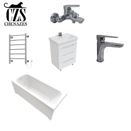 Ванная комната комплект Chenazes 4200CR хром с электрическим полотенцесушителем.