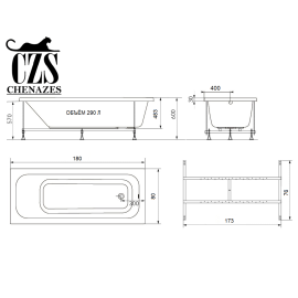 Акриловая ванна Chenazes Деника 180x80 CZS62049TR