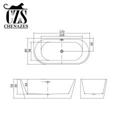 Акриловая пристенная ванна Chenazes Грант плюс 170x80 CZS59145TR