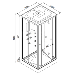 Душевая кабина DTO 100x100 V1015 стекло прозрачное, профиль хром