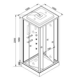 Душевая кабина DTO 90x90 V9015 стекло прозрачное, профиль хром