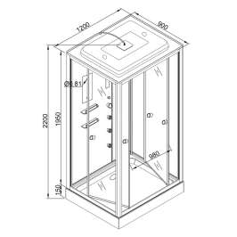 Душевая кабина DTO 120x90 V1215 стекло прозрачное, профиль хром