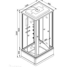 Душевая кабина DTO 120x90 V1245 стекло прозрачное, профиль хром